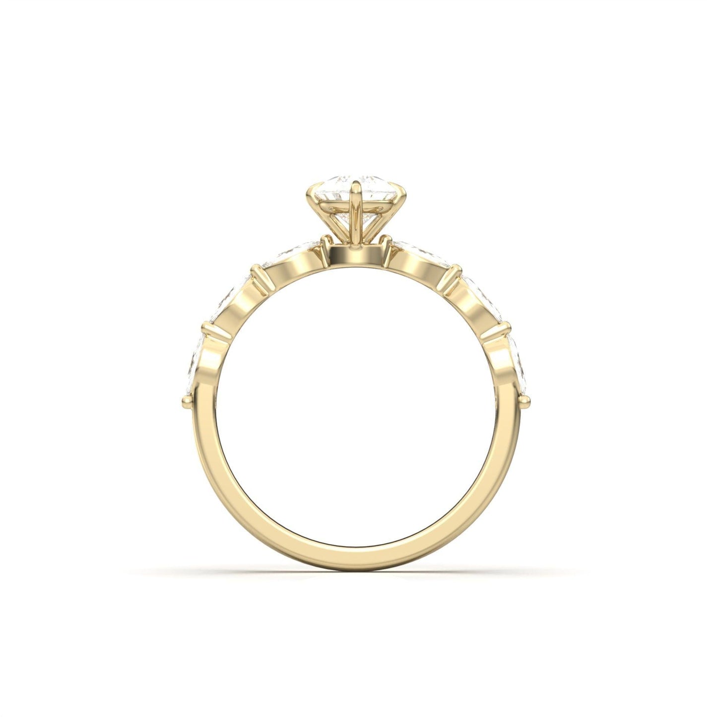 Pear Accent Stones Moissanite Engagement Ring - Moissanite Engagement Rings