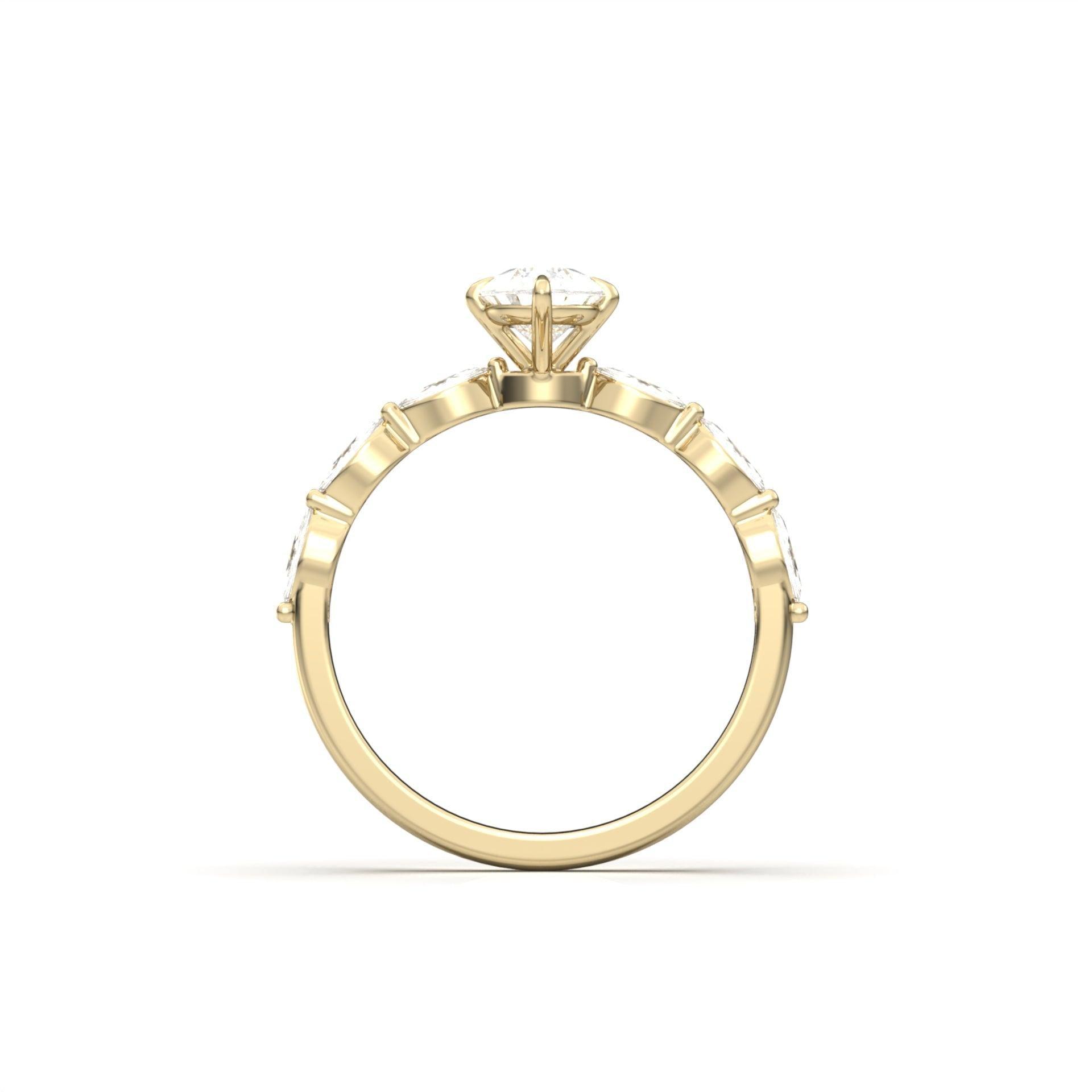 Pear Accent Stones Moissanite Engagement Ring - Moissanite Engagement Rings