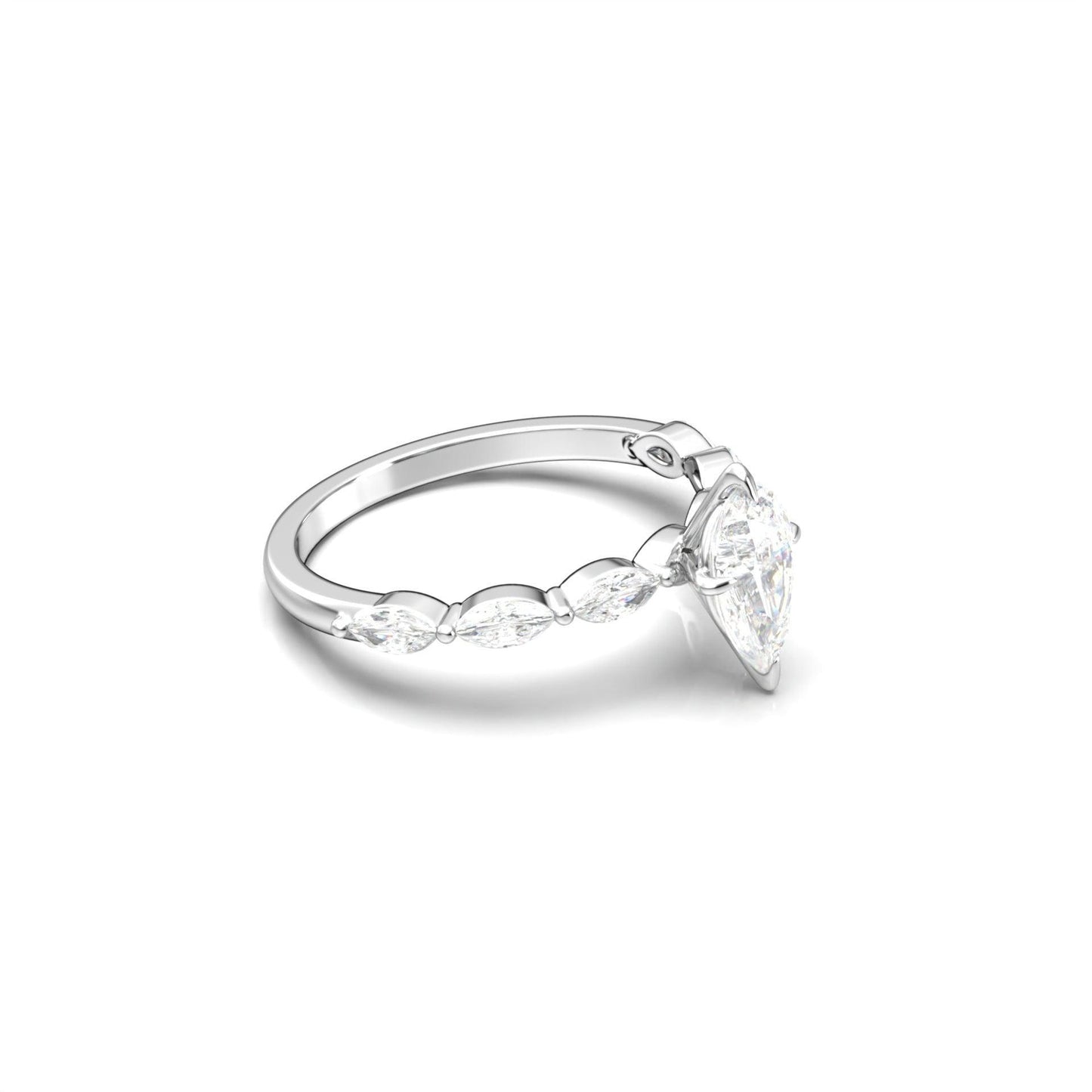 Pear Accent Stones Moissanite Engagement Ring - Moissanite Engagement Rings