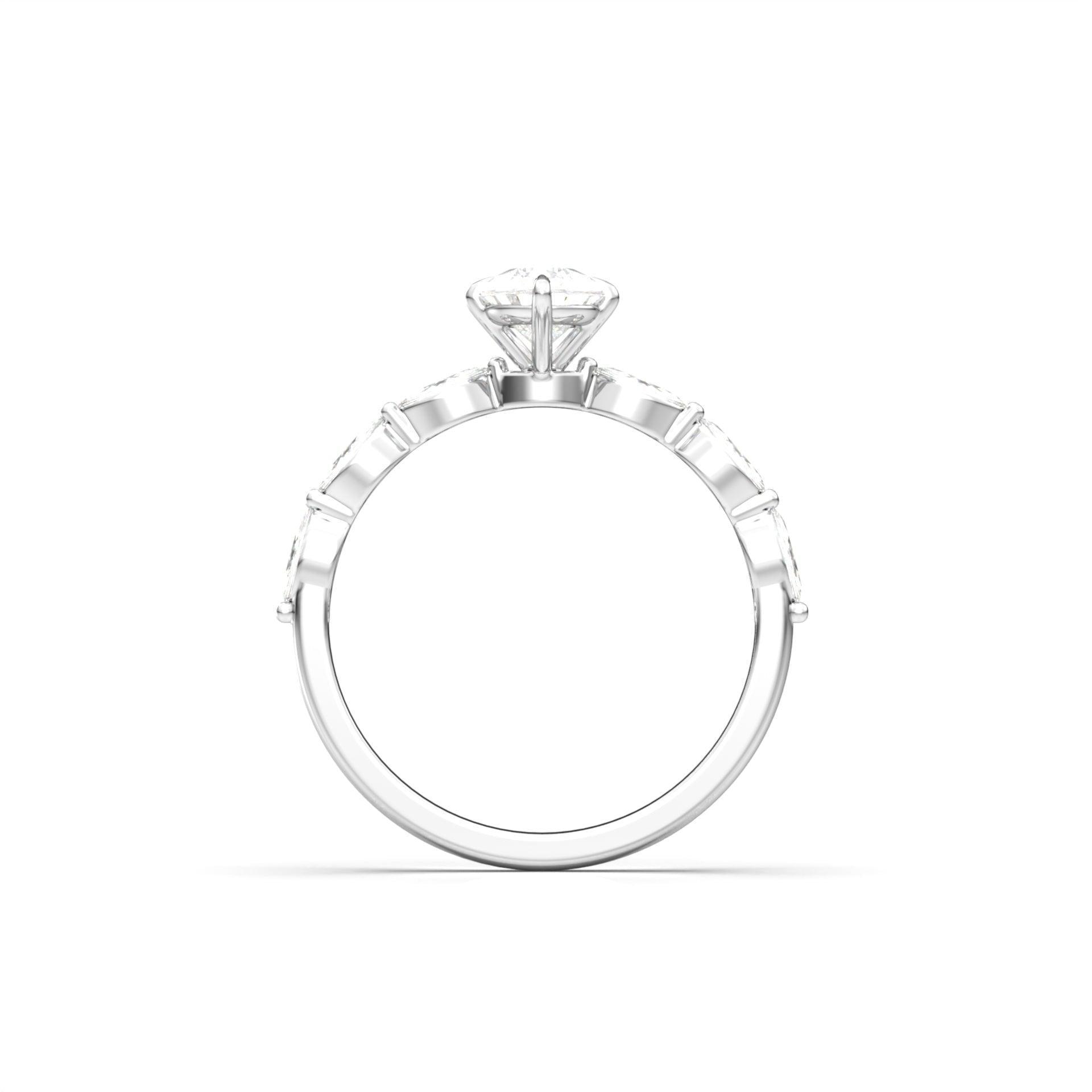 Pear Accent Stones Moissanite Engagement Ring - Moissanite Engagement Rings