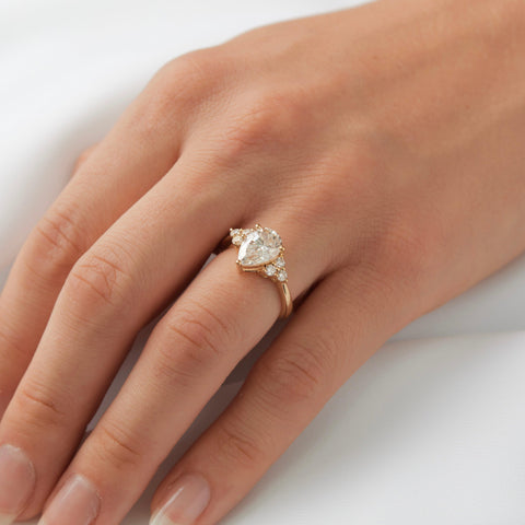 Pear Cluster Stones Diamond Engagement Ring