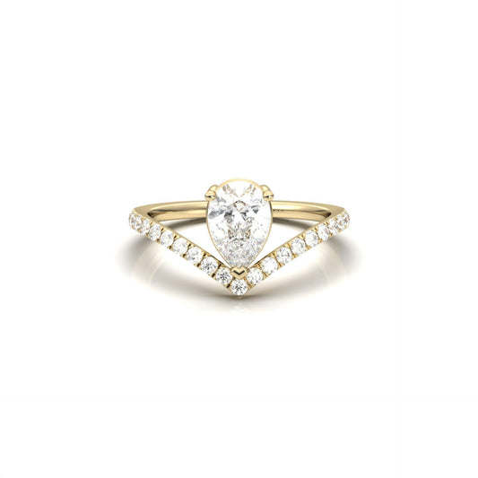 Pear Curved Band Moissanite Engagement Ring - Moissanite Engagement Rings