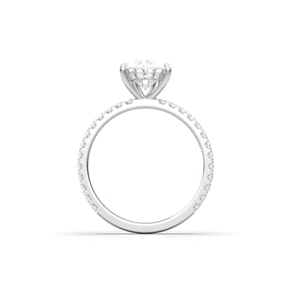 Pear Half Pavé Hidden Halo Diamond Engagement Ring - Moissanite Engagement Rings