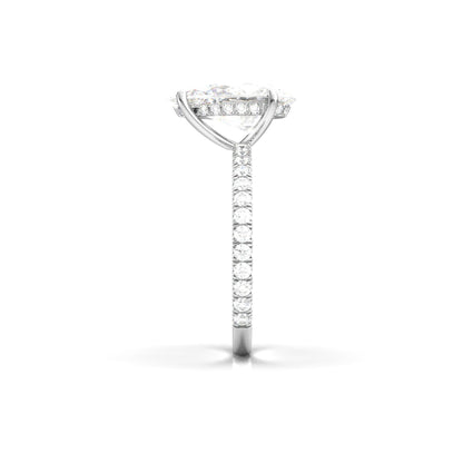 Pear Half Pavé Hidden Halo Diamond Engagement Ring - Moissanite Engagement Rings