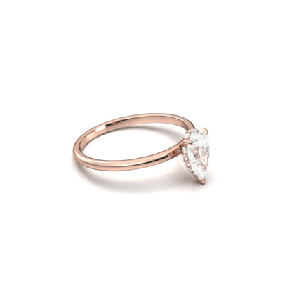 Pear Hidden Halo Diamond Engagement Ring - Moissanite Engagement Rings