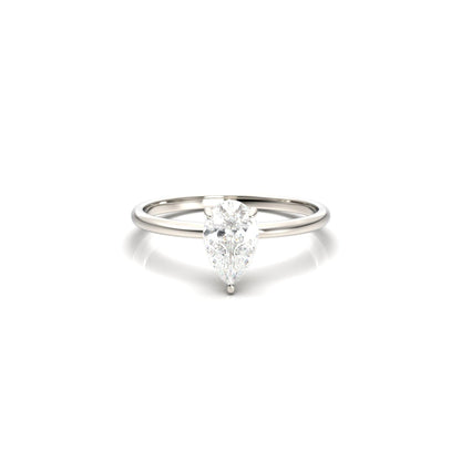 Pear Hidden Halo Diamond Engagement Ring - Moissanite Engagement Rings