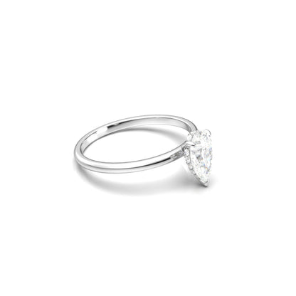 Pear Hidden Halo Diamond Engagement Ring - Moissanite Engagement Rings