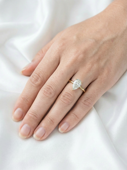 Pear Hidden Halo Moissanite Engagement Ring