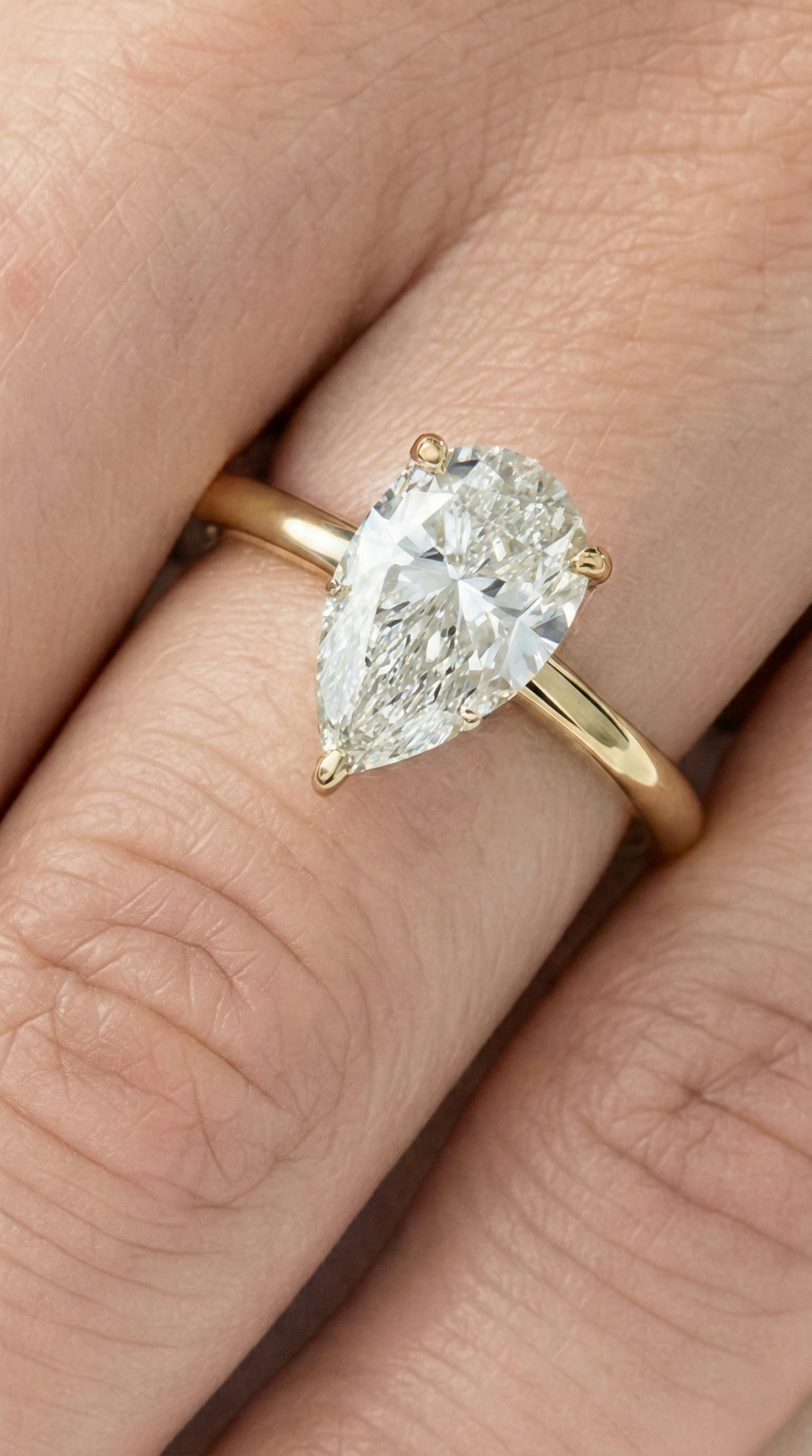 Pear Hidden Halo Moissanite Engagement Ring