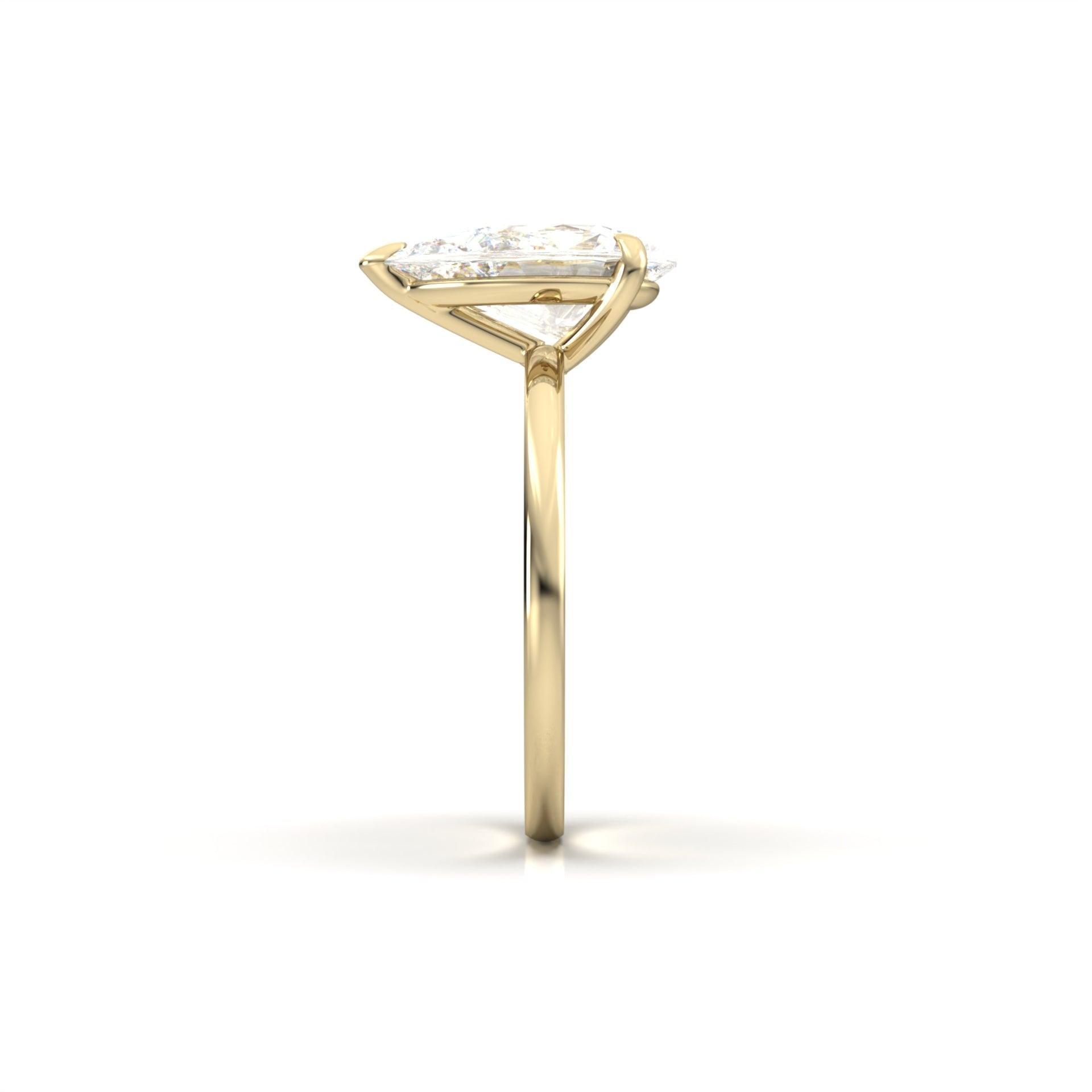 moissanite, pear solitaire, gold band, engagement ring | Moissanite Engagement Rings 