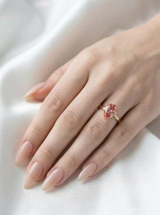 Pear Pink Solitaire Diamond Engagement Ring