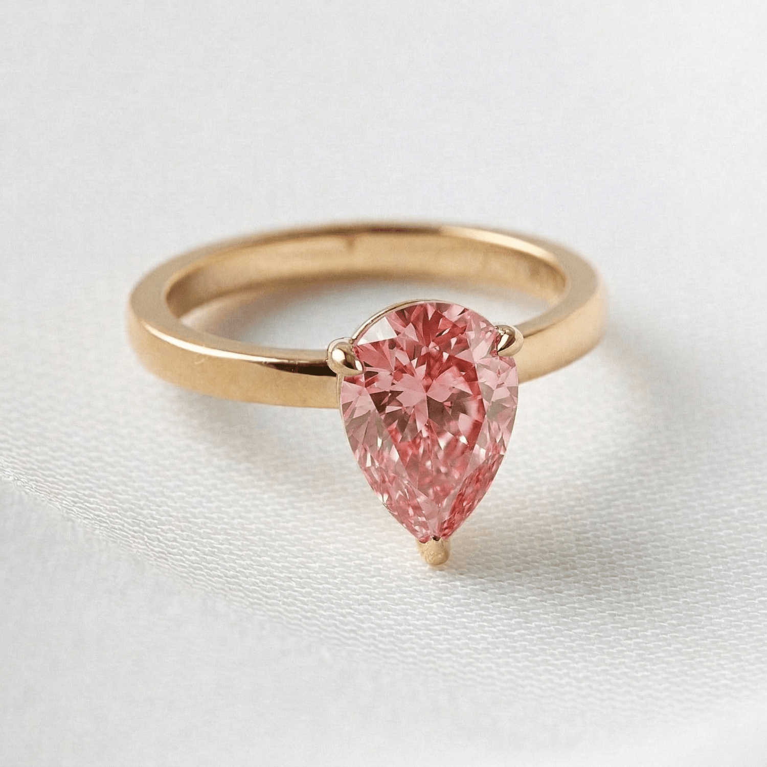 Pear Pink Solitaire Diamond Engagement Ring - Moissanite Engagement Rings