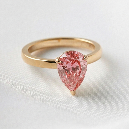 Pear Pink Solitaire Diamond Engagement Ring