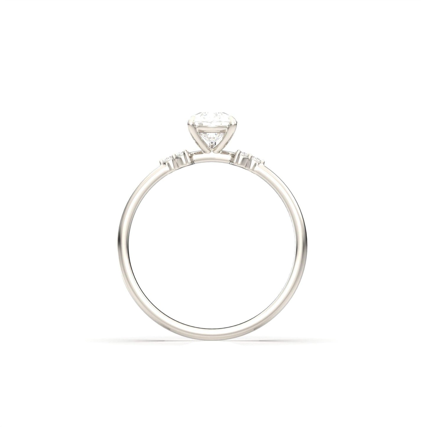 Pear Solitaire 3 Claw With Accent Stones Moissanite Engagement Ring - Moissanite Engagement Rings