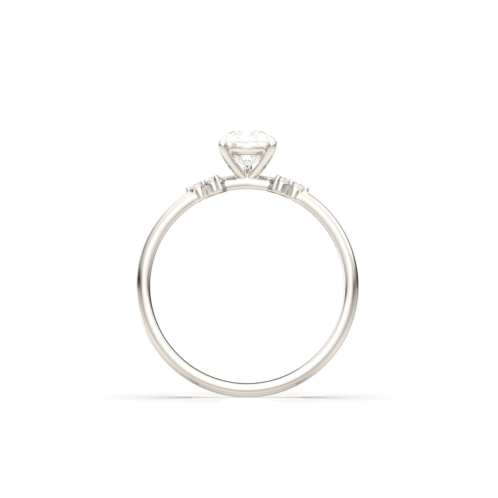 Pear Solitaire 3 Claw With Accent Stones Moissanite Engagement Ring - Moissanite Engagement Rings