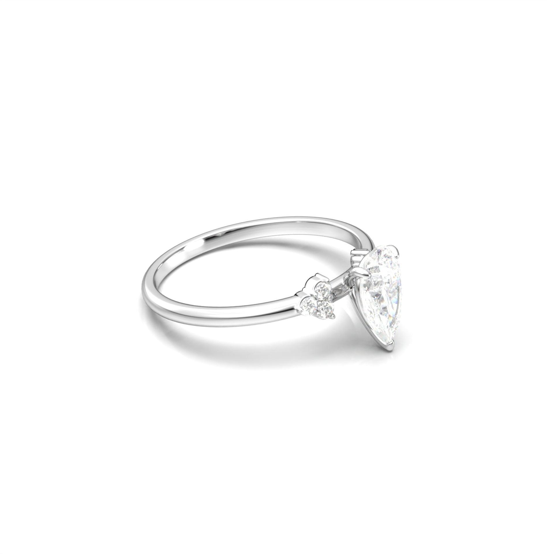 Pear Solitaire 3 Claw With Accent Stones - moissaniteengagementrings