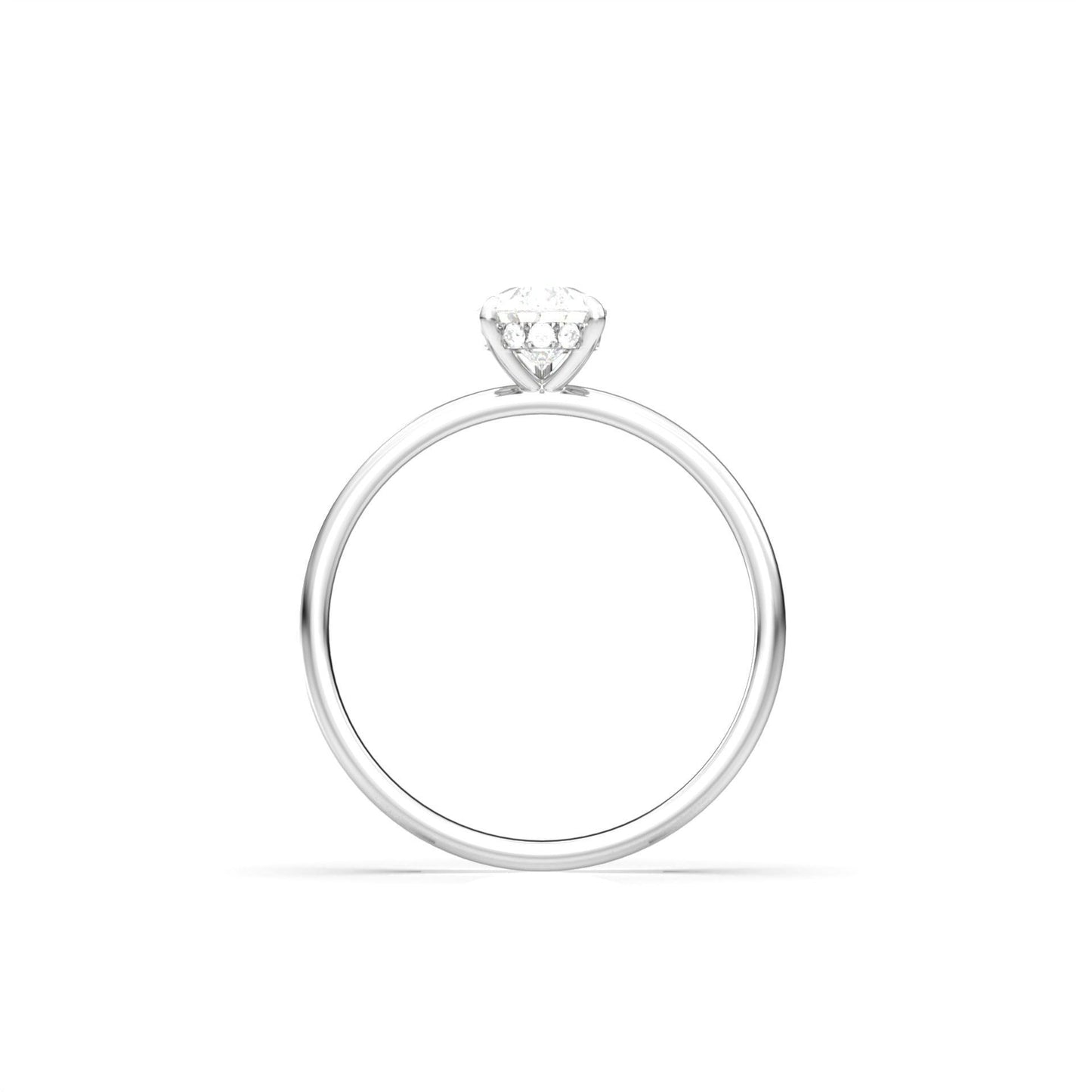 Pear Solitaire 3 Claw With Hidden Halo Moissanite Engagement Ring - Moissanite Engagement Rings