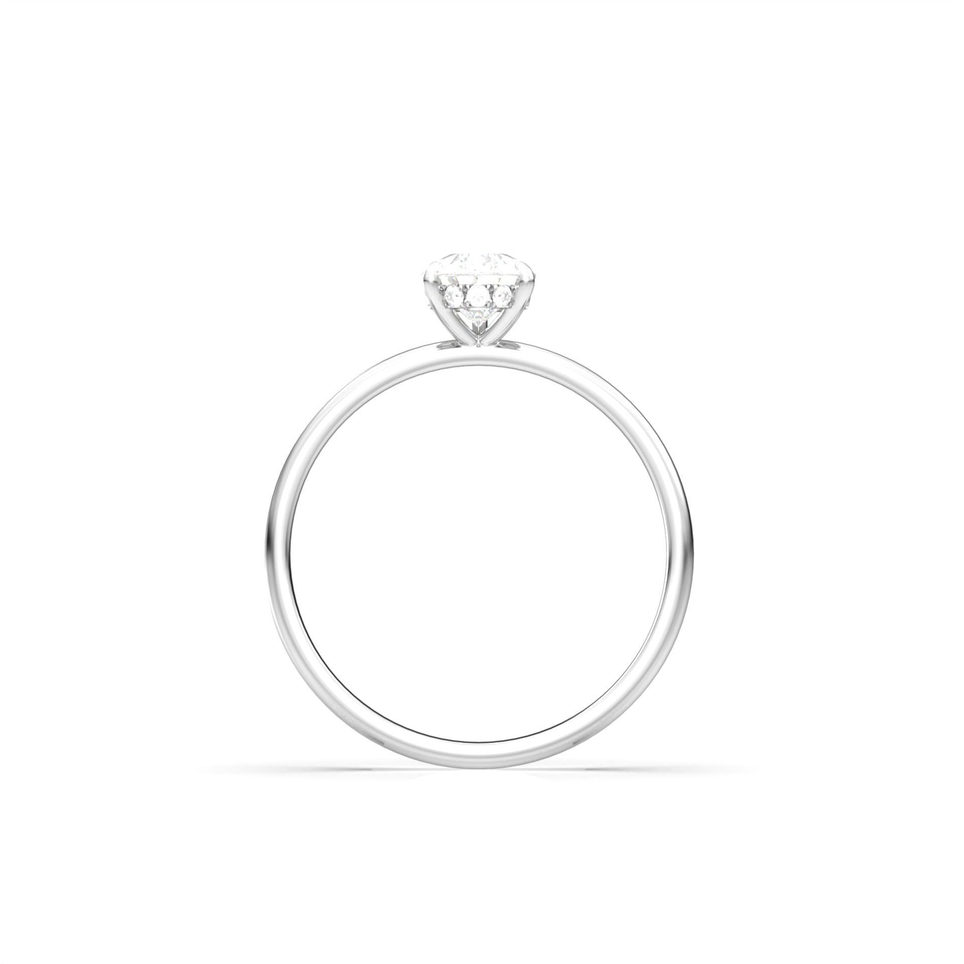 Pear Solitaire 3 Claw With Hidden Halo Moissanite Engagement Ring - Moissanite Engagement Rings