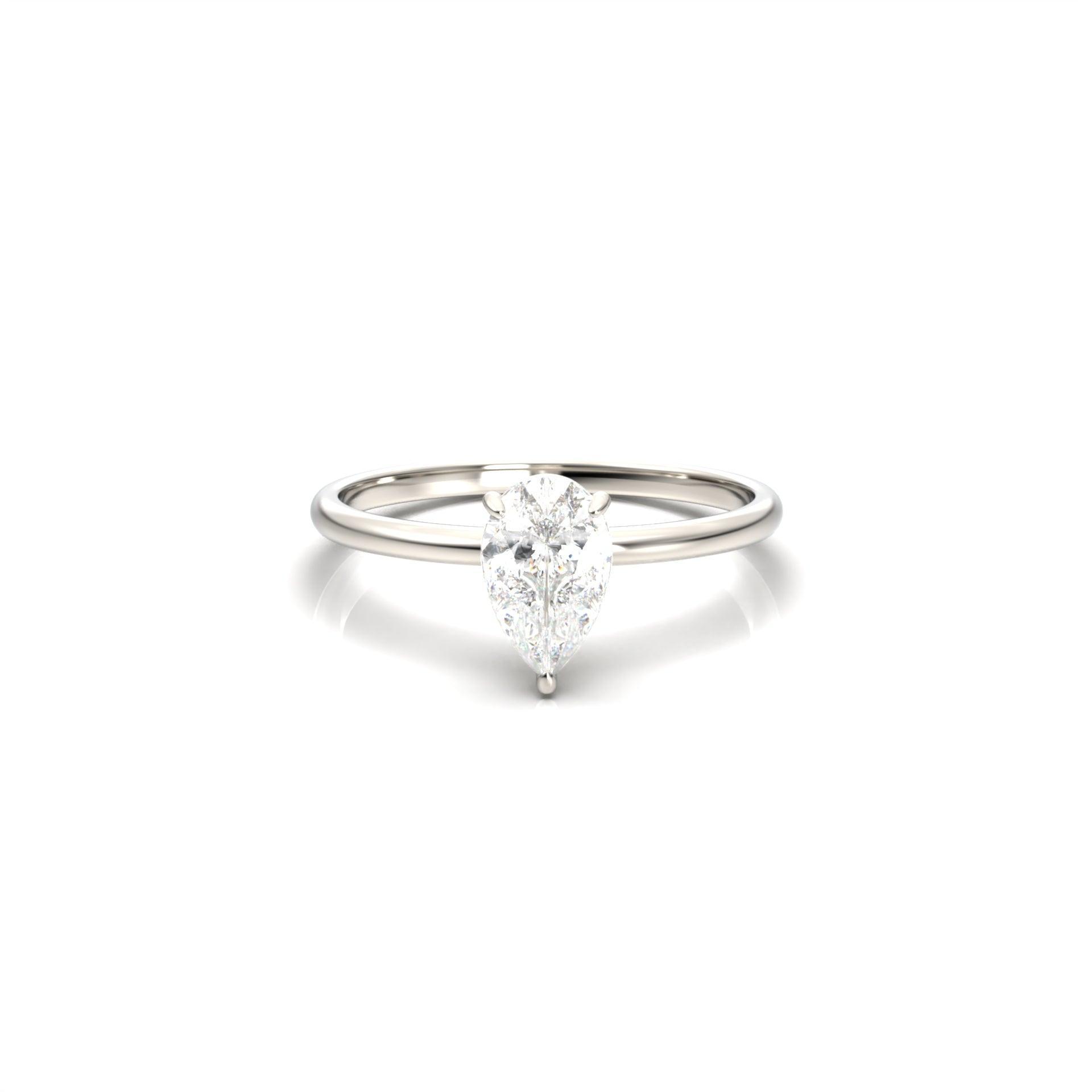 Pear Solitaire 3 Claw With Hidden Halo Moissanite Engagement Ring - Moissanite Engagement Rings