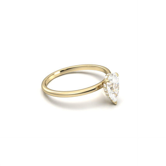 Pear Solitaire 3 Claw With Hidden Halo - moissaniteengagementrings