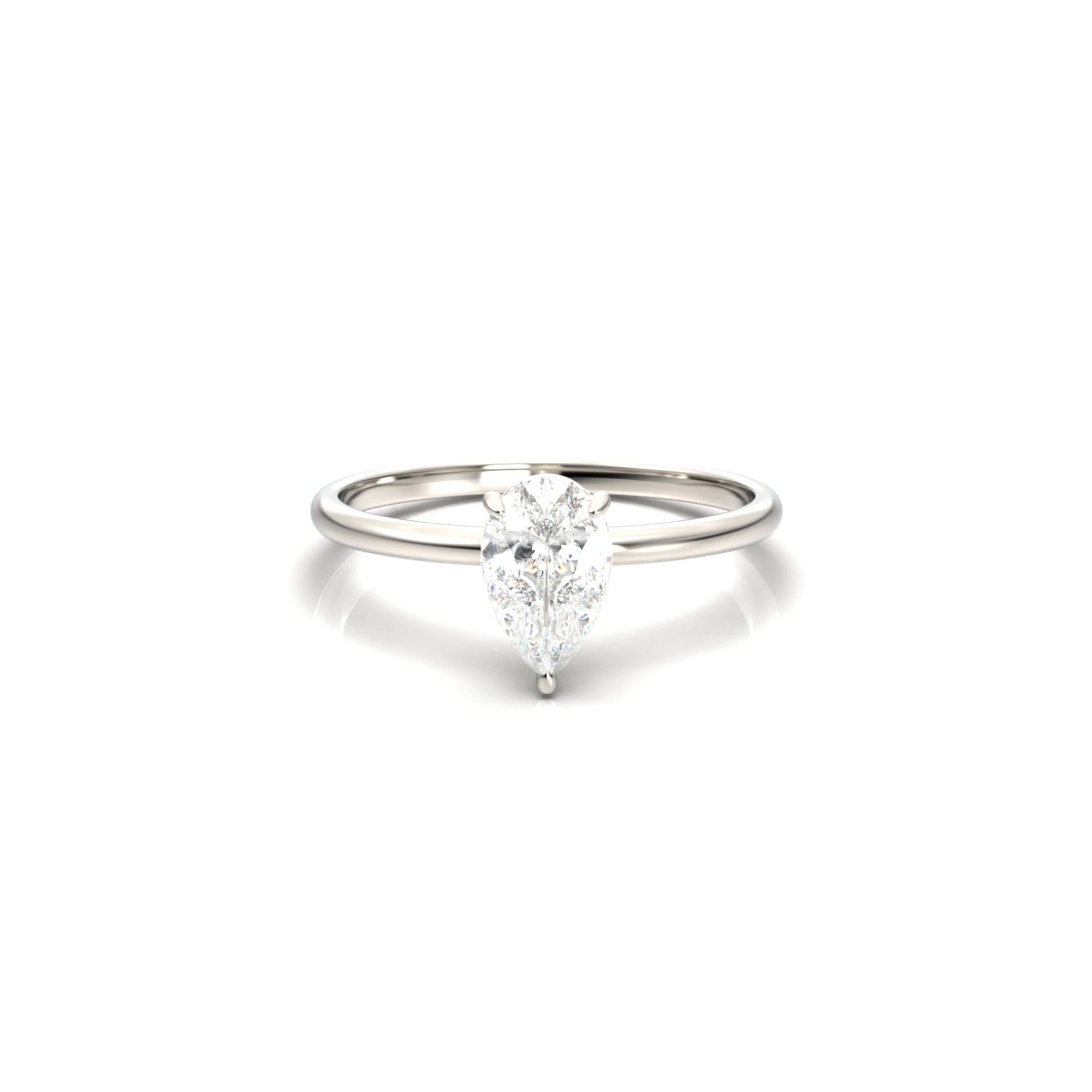 Pear Solitaire 3 Claw With Hidden Halo - moissaniteengagementrings