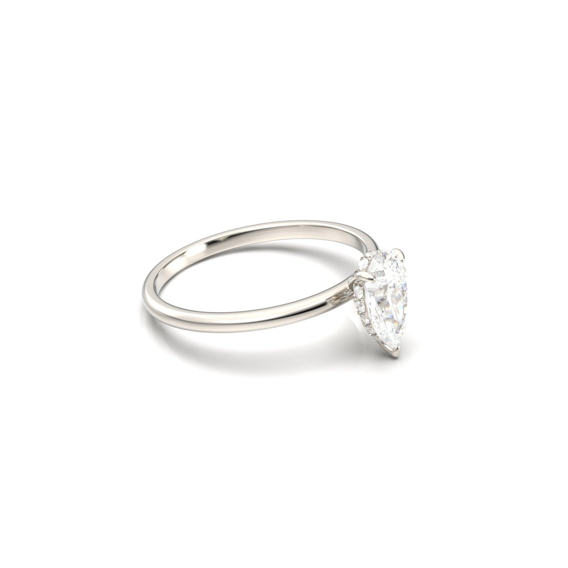 Pear Solitaire 3 Claw With Hidden Halo - moissaniteengagementrings