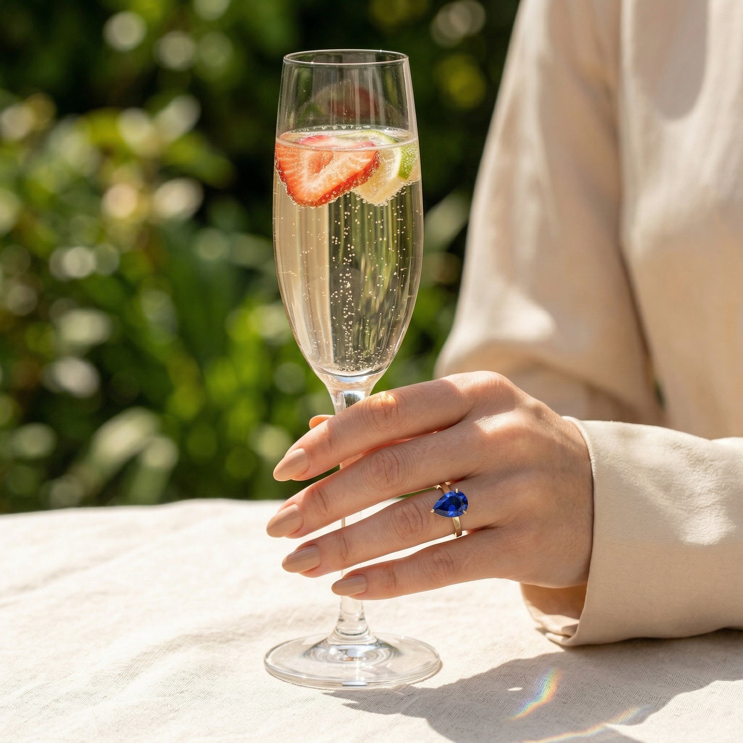 Pear Solitaire Blue Diamond Engagement Ring - Moissanite Engagement Rings