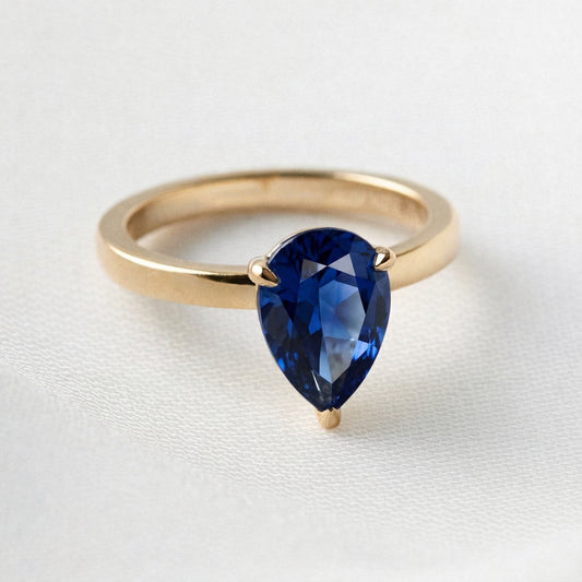 Pear Solitaire Blue Diamond Engagement Ring