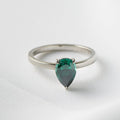 Lila — Pear Solitaire Dark Emerald Moissanite Engagement Ring