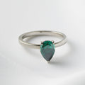 Lila — Pear Solitaire Dark Emerald Moissanite Engagement Ring - Ready To Ship