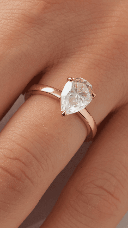 Pear Solitaire Diamond Engagement Ring - Moissanite Engagement Rings