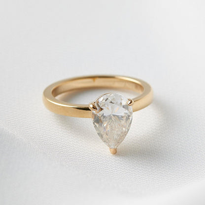 Pear Solitaire Moissanite Engagement Ring - Ready To Ship - Moissanite Engagement Rings