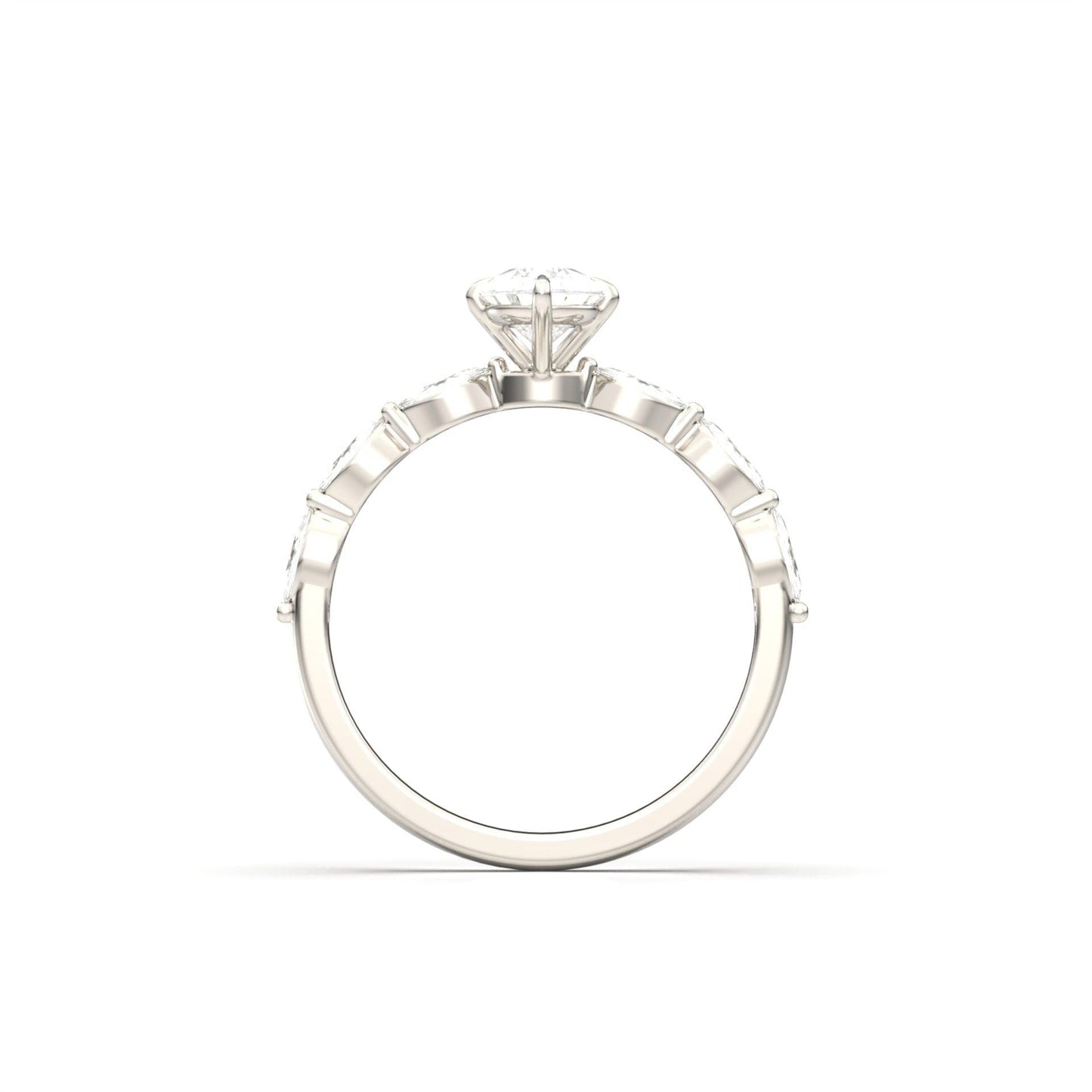 Pear Solitaire With Accent Stones Moissanite Engagement Ring - moissaniteengagementrings