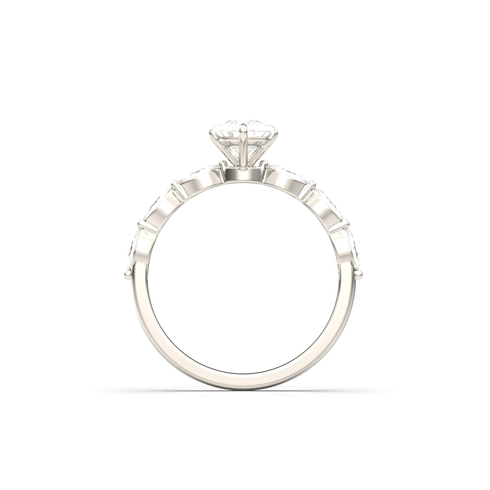 Pear Solitaire With Accent Stones Moissanite Engagement Ring - moissaniteengagementrings