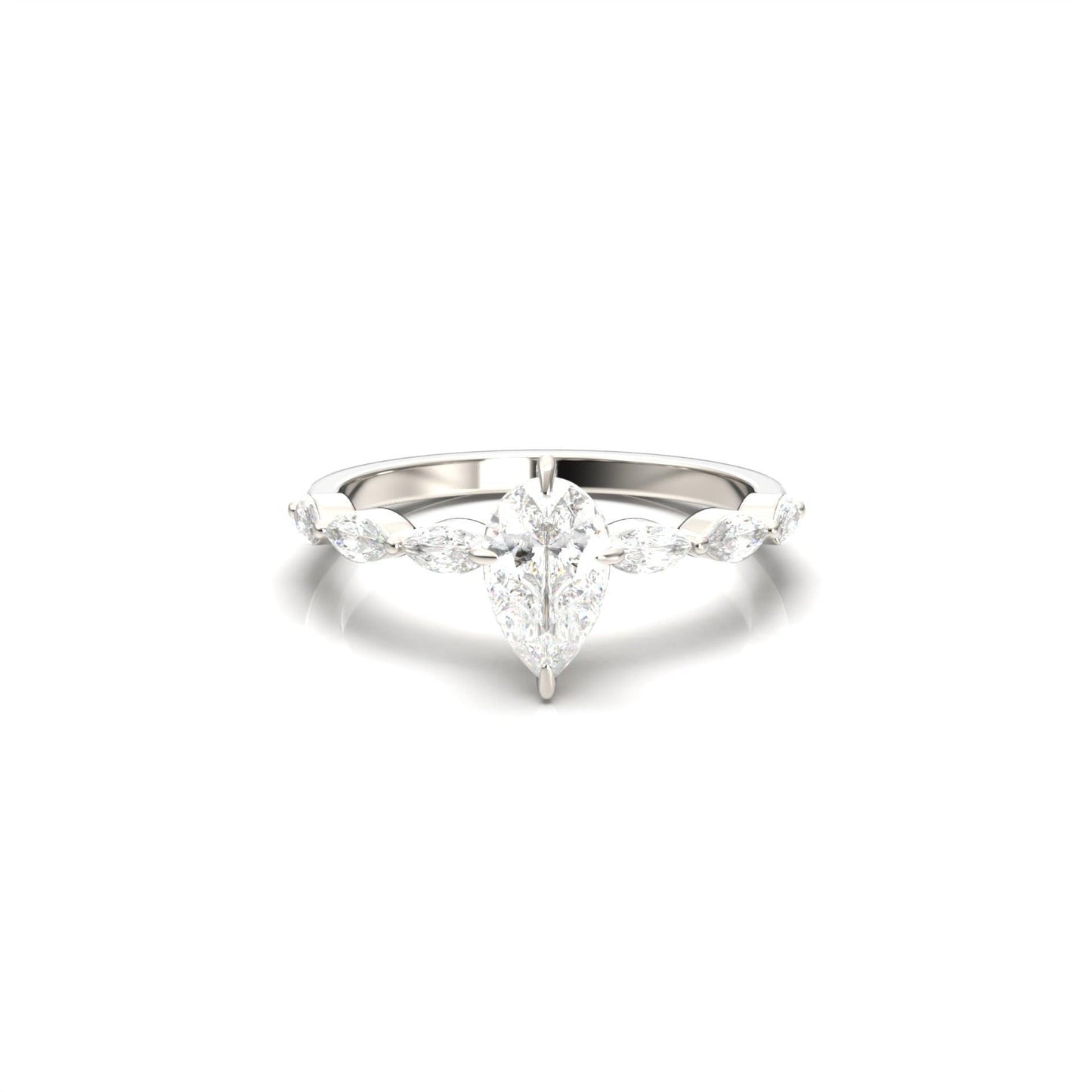 Pear Solitaire With Accent Stones - moissaniteengagementrings