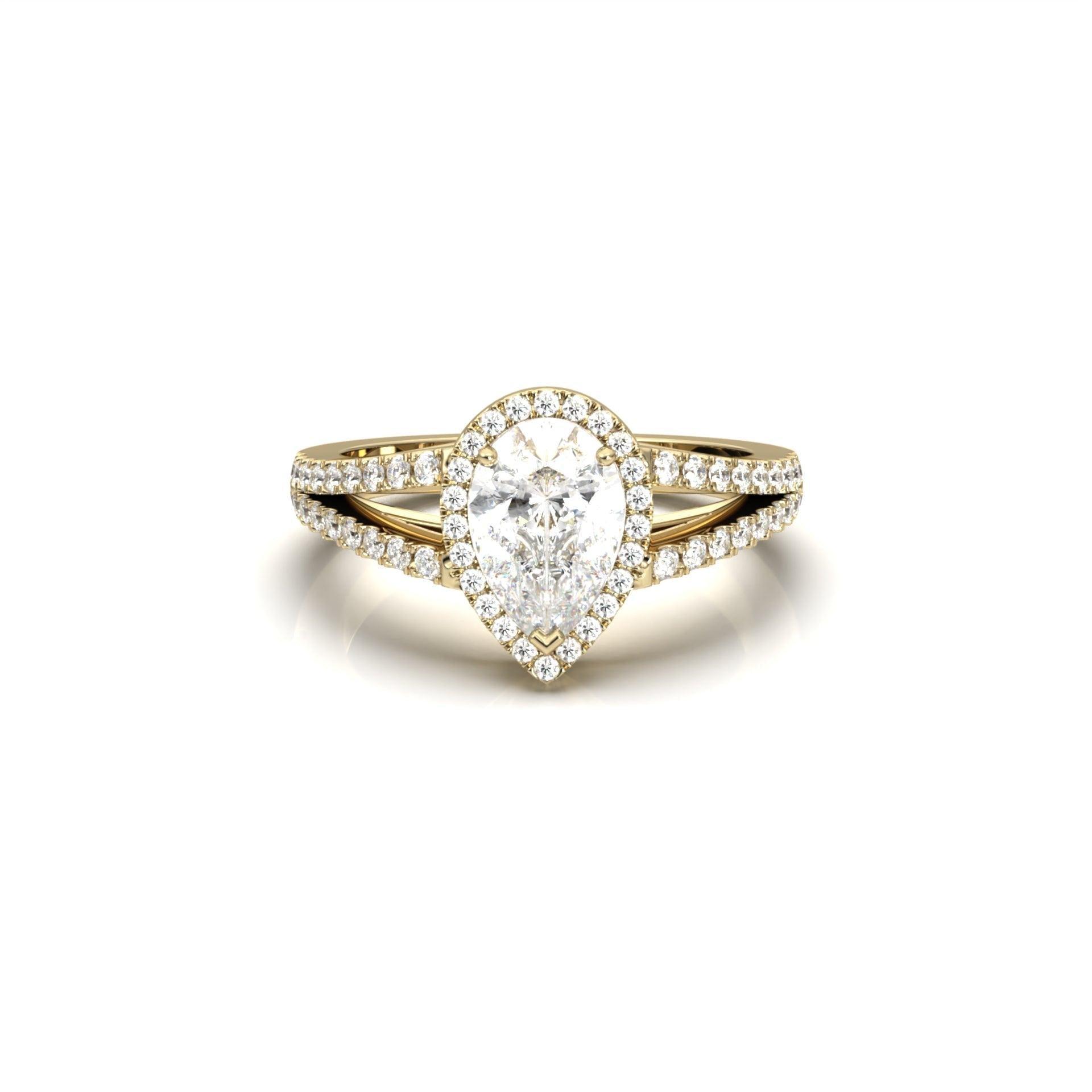 Pear Split Band Setting Moissanite Engagement Ring - Moissanite Engagement Rings