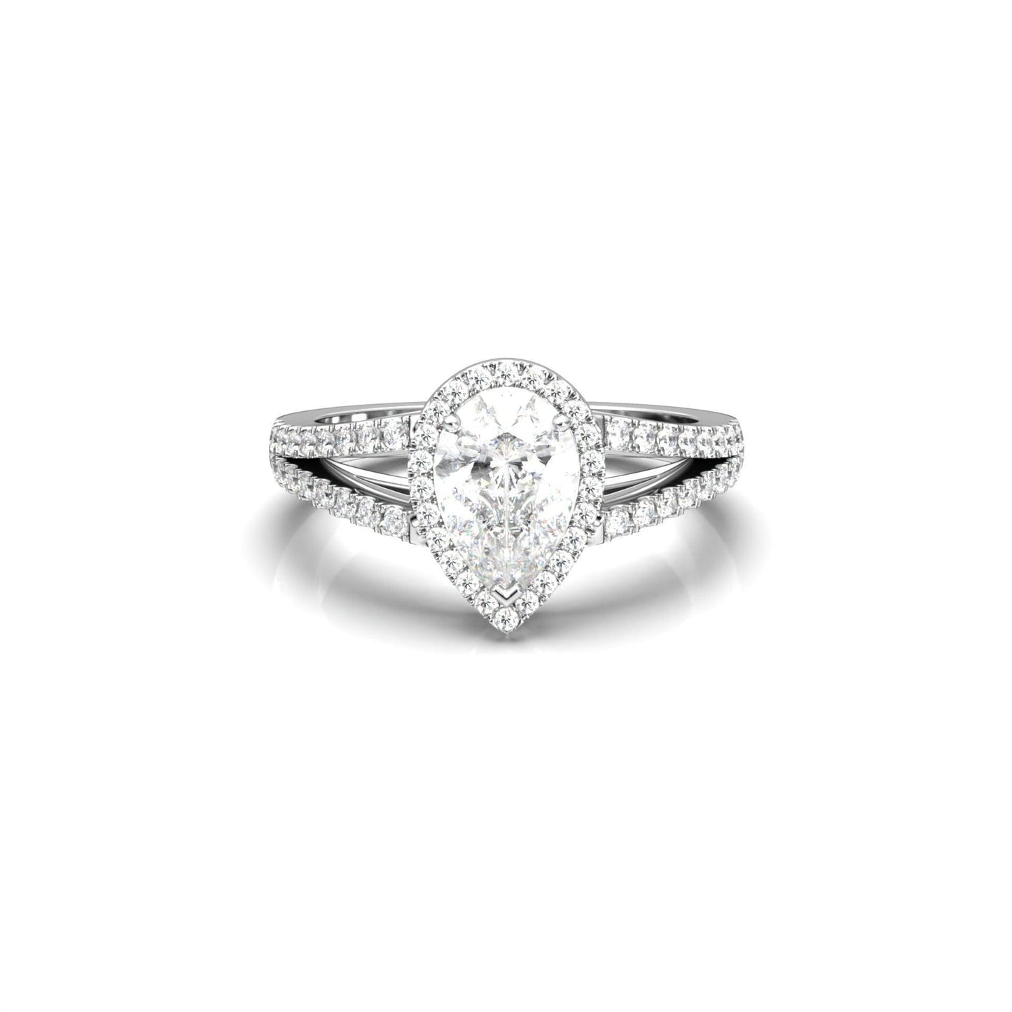 Pear Split Band Setting Moissanite Engagement Ring - Moissanite Engagement Rings