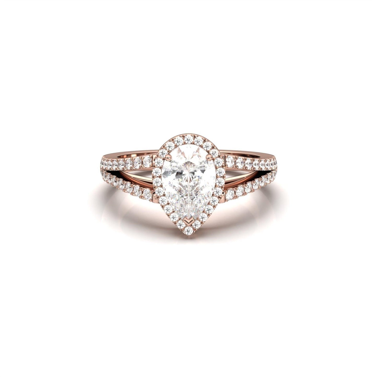 Pear Split Band Setting Moissanite Engagement Ring - Moissanite Engagement Rings