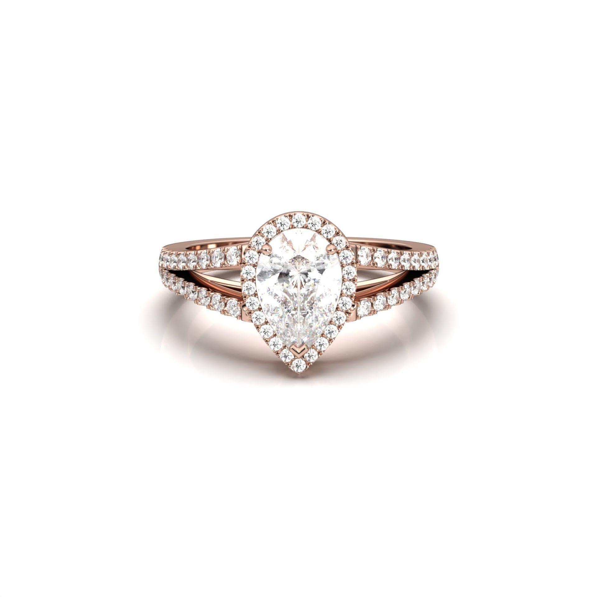 Pear Split Band Setting Moissanite Engagement Ring - Moissanite Engagement Rings