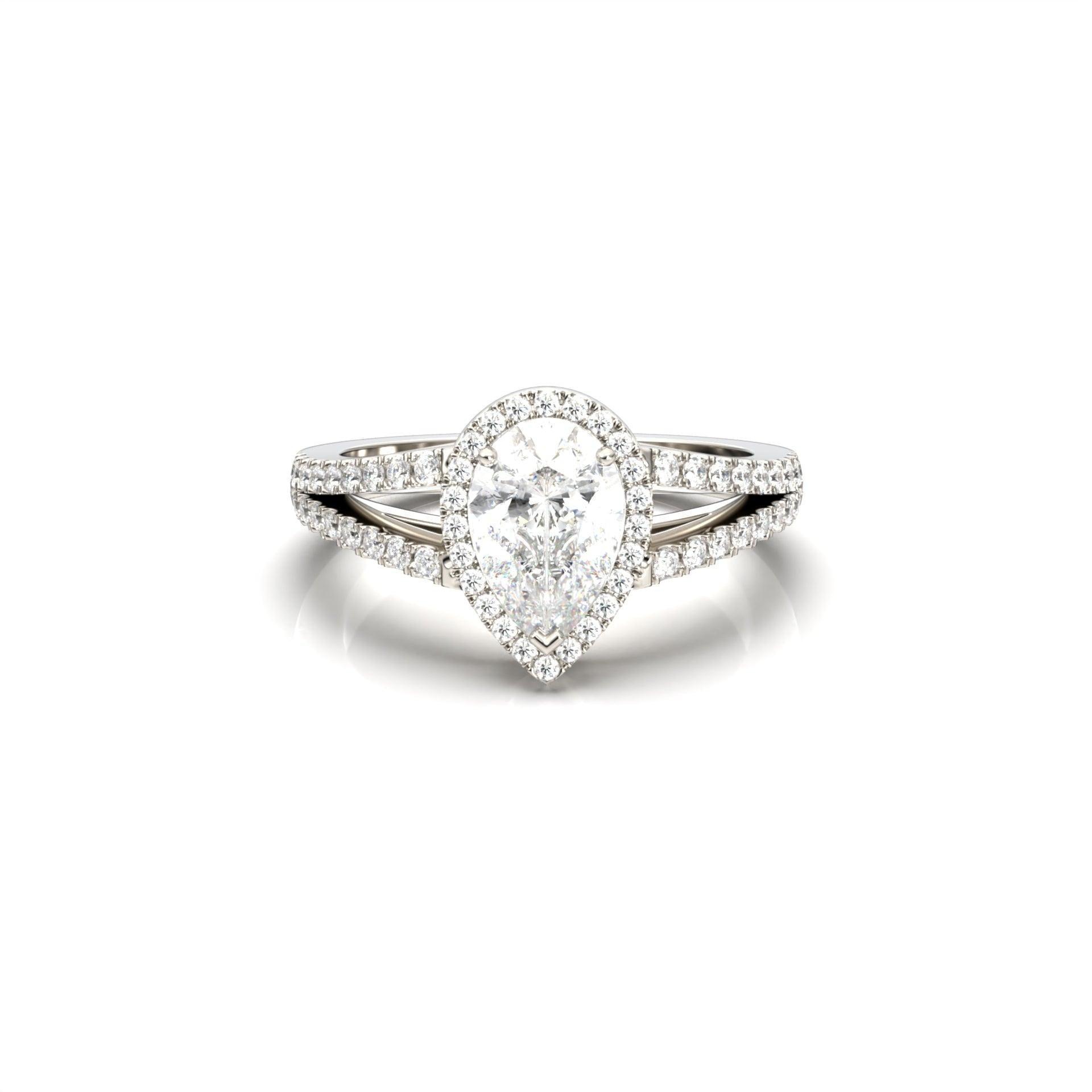 Pear Split Band Setting Moissanite Engagement Ring - Moissanite Engagement Rings