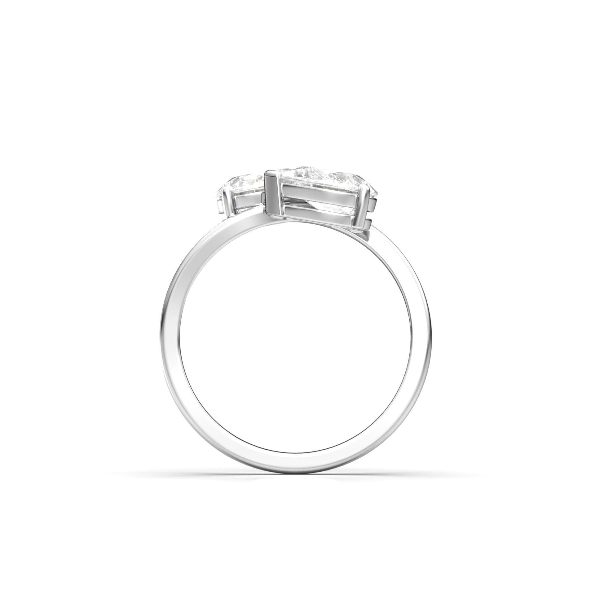Pear Two-Stone Diamond Engagement Ring - Moissanite Engagement Rings