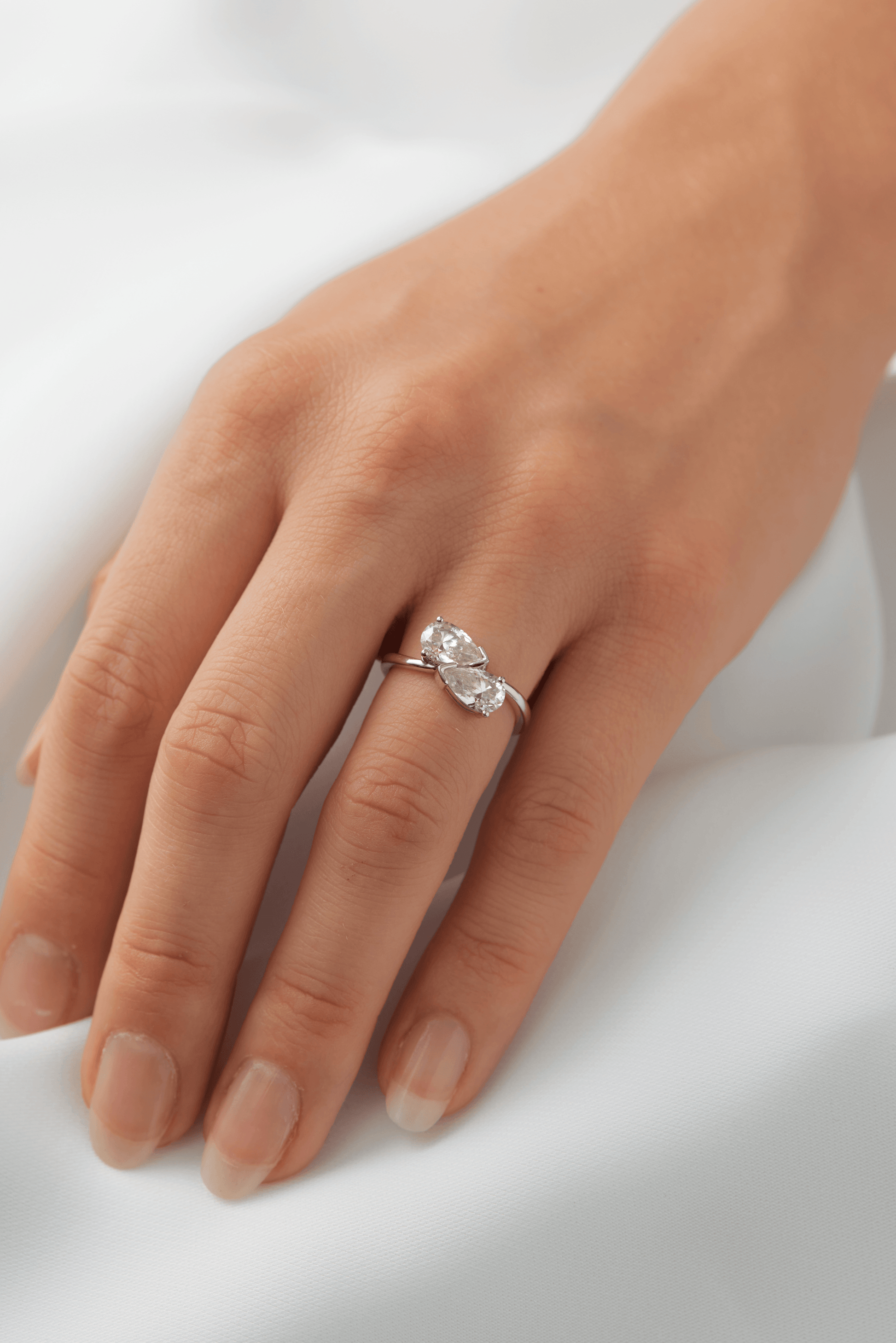 Pear Two-Stone Diamond Engagement Ring - Moissanite Engagement Rings