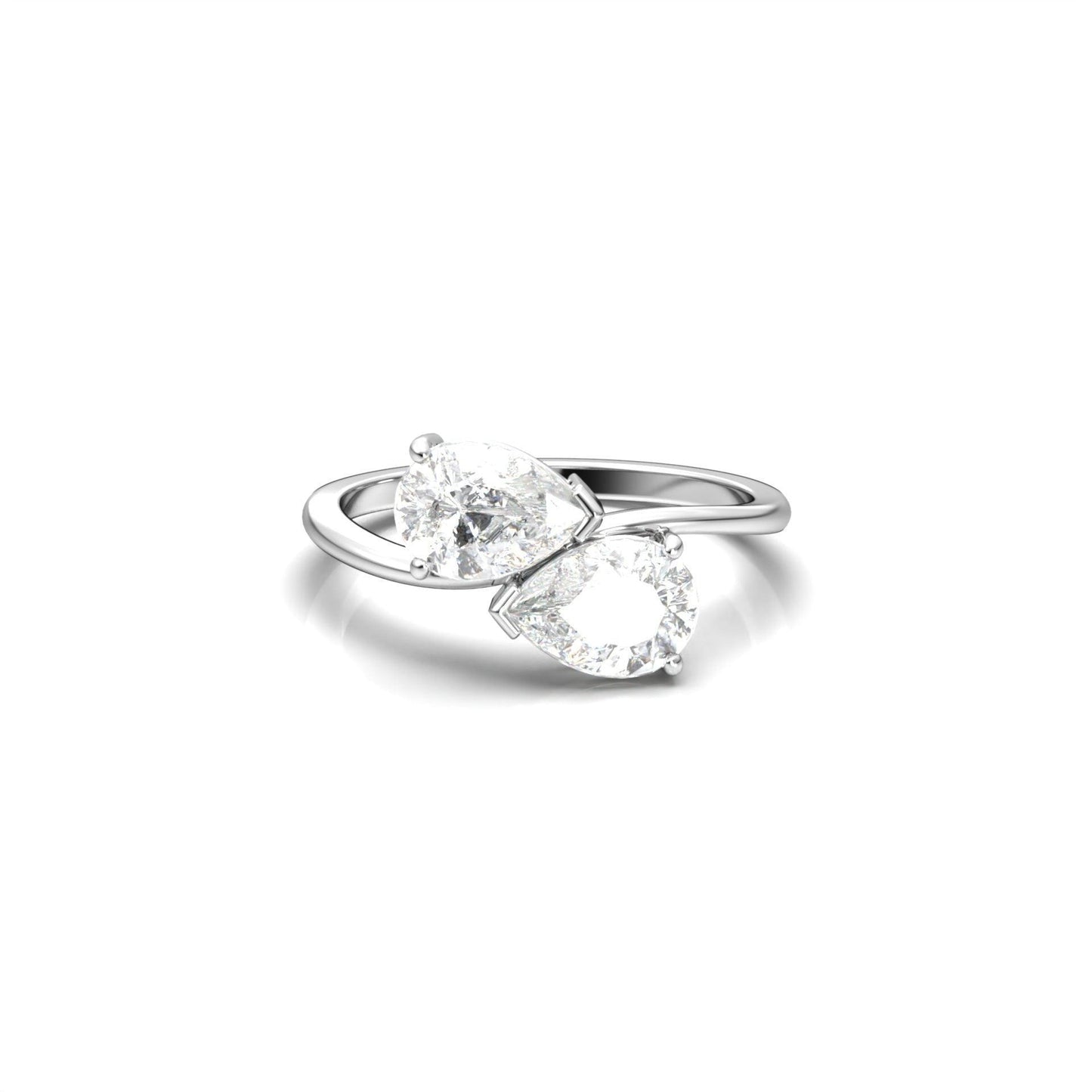 Pear Two-Stone Diamond Engagement Ring - Moissanite Engagement Rings