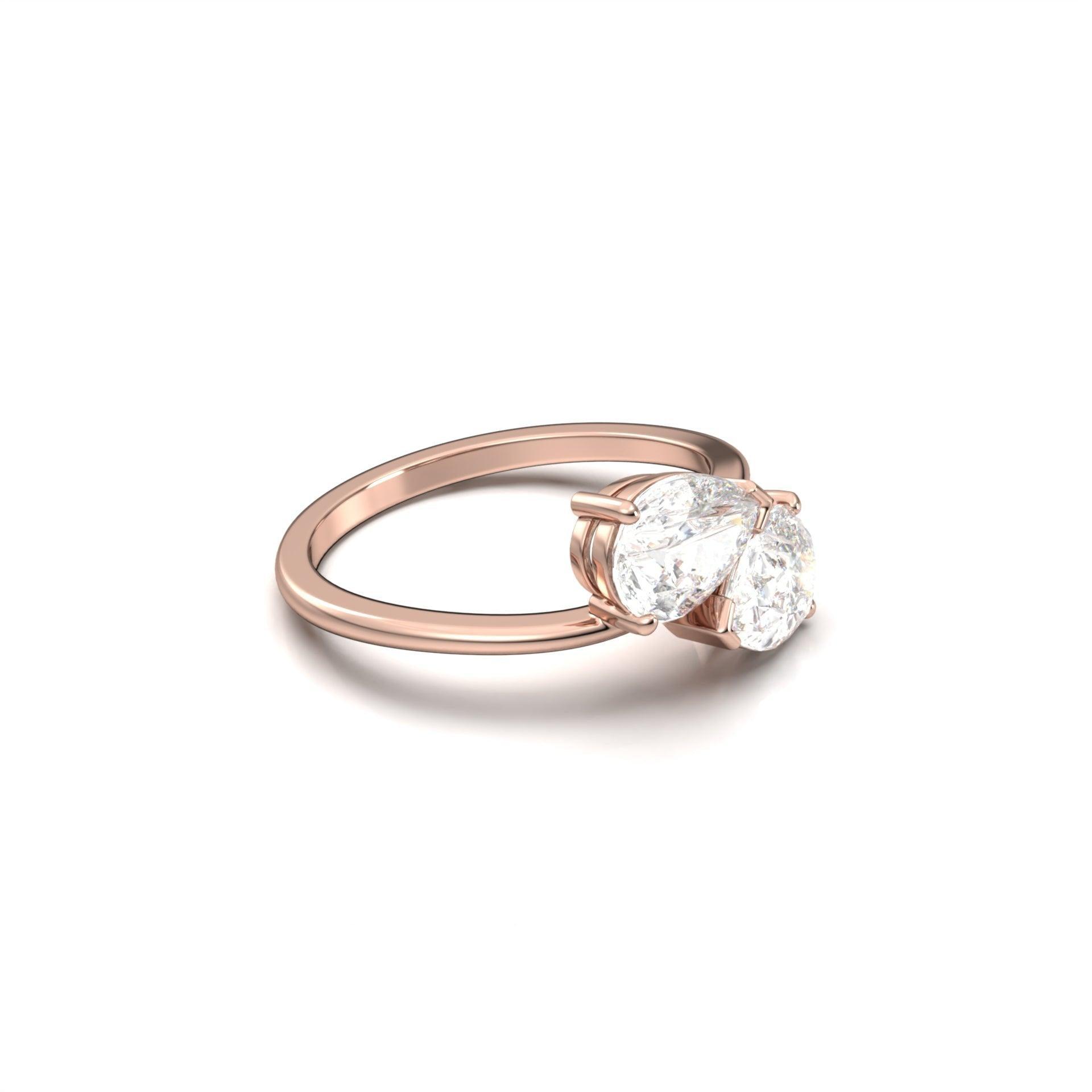 Pear Two-Stone Diamond Engagement Ring - Moissanite Engagement Rings
