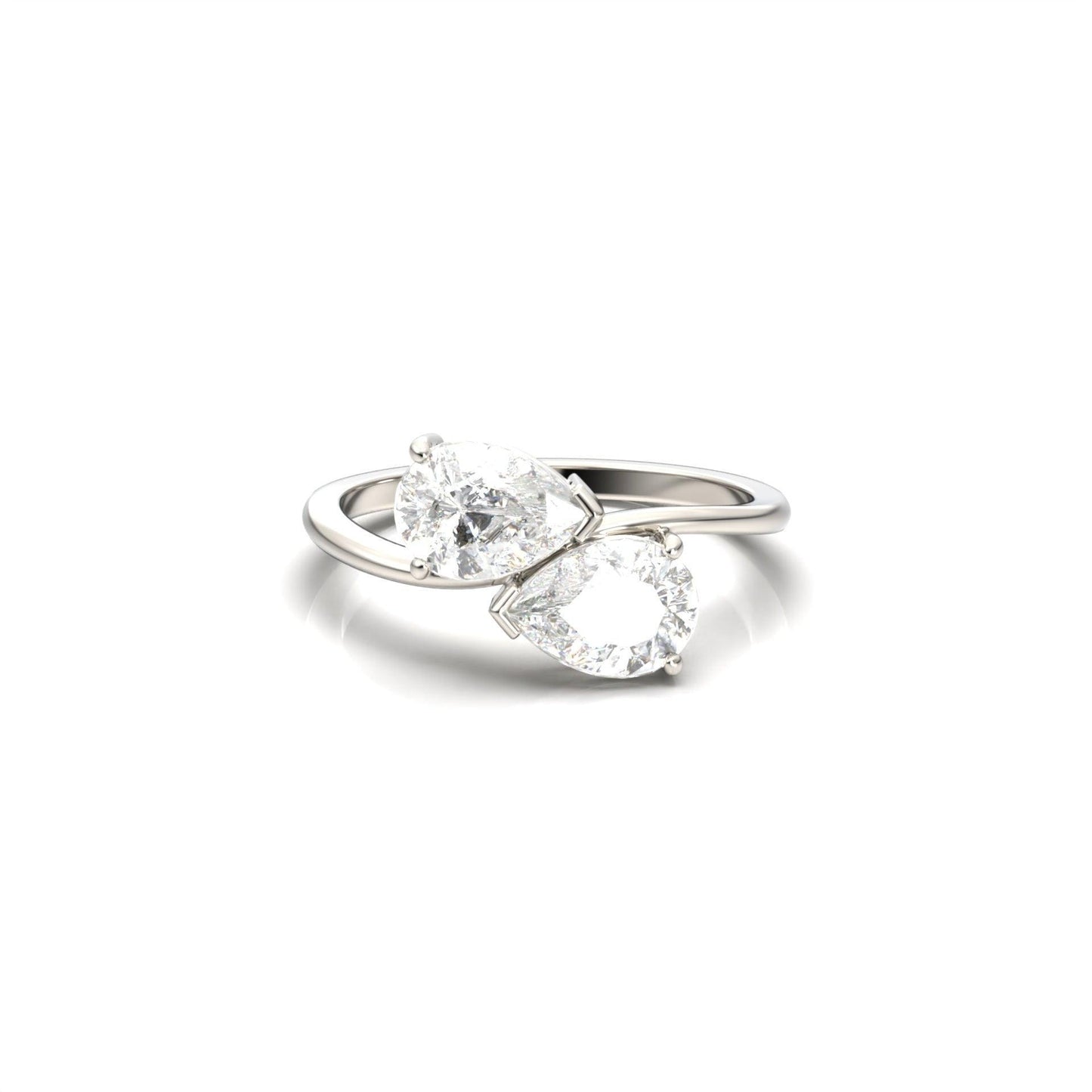 Pear Two-Stone Moissanite Engagement Ring - Moissanite Engagement Rings