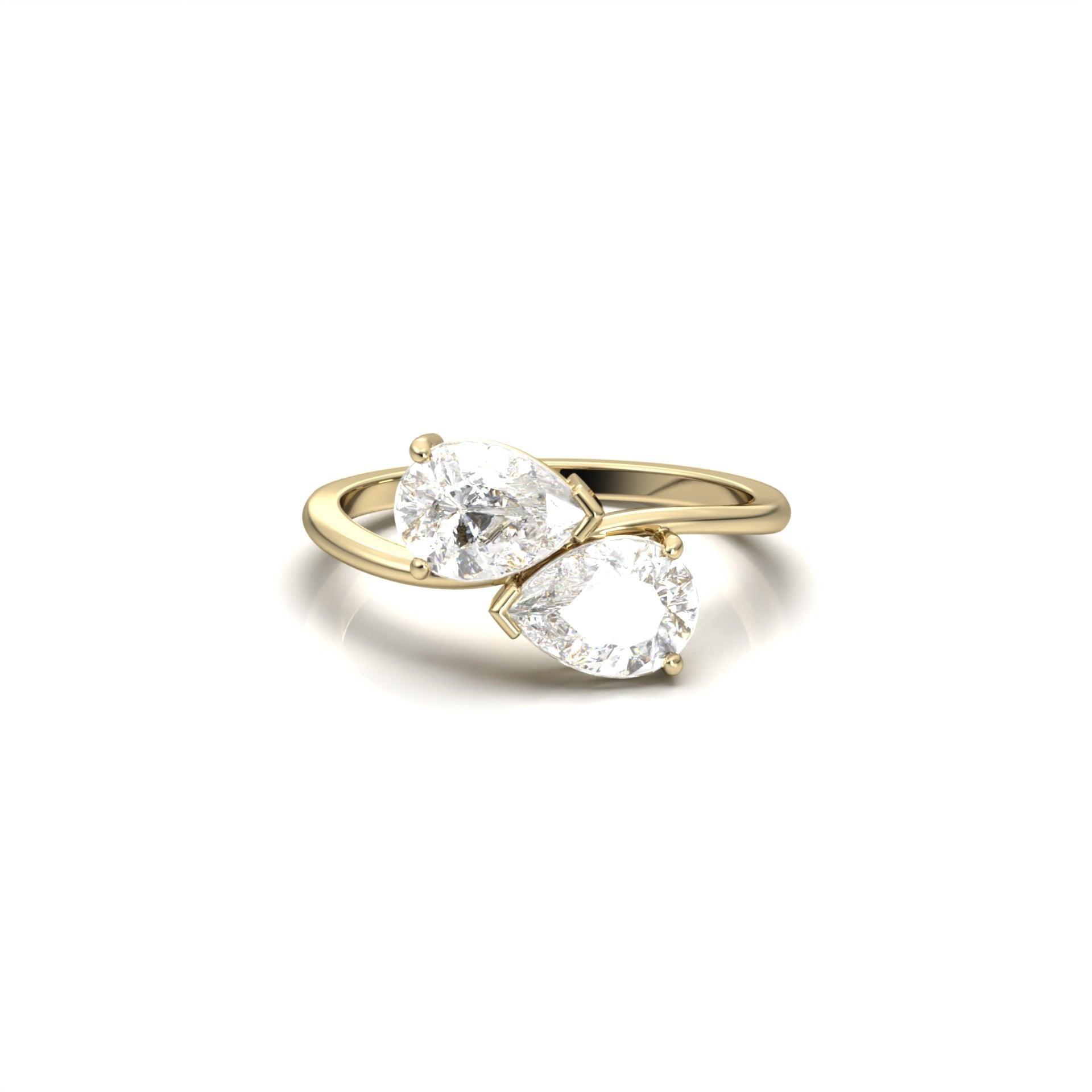 Pear Two-Stone Moissanite Engagement Ring - Moissanite Engagement Rings