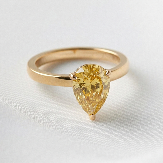 Pear Yellow Solitaire Diamond Engagement Ring
