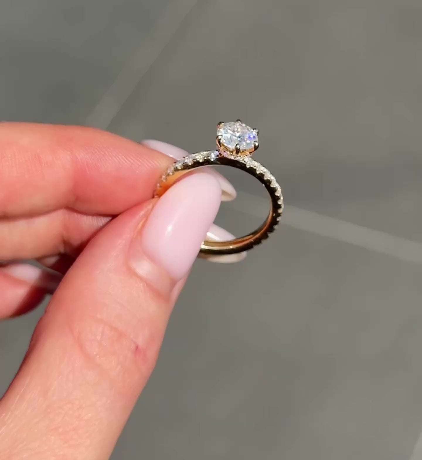 Round Hidden Halo Full Pavé Diamond Engagement Ring video