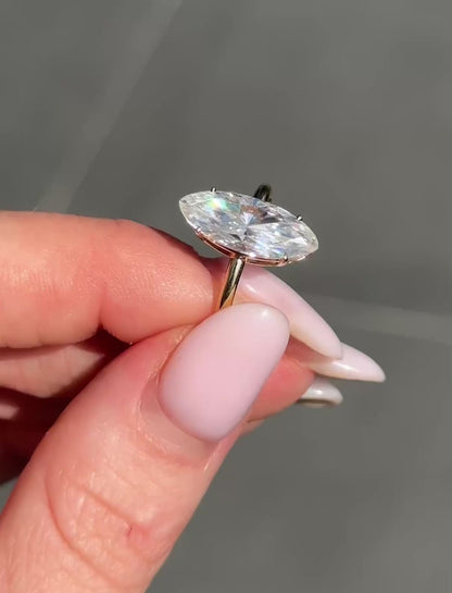 Marquise Solitaire Engagement Ring | Moissanite Engagement Rings
