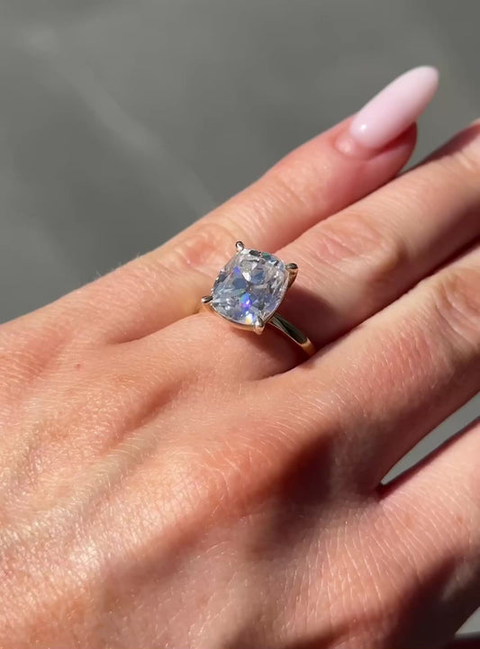 Elongated Cushion Solitaire Engagement Ring  | Moissanite Engagement Rings
